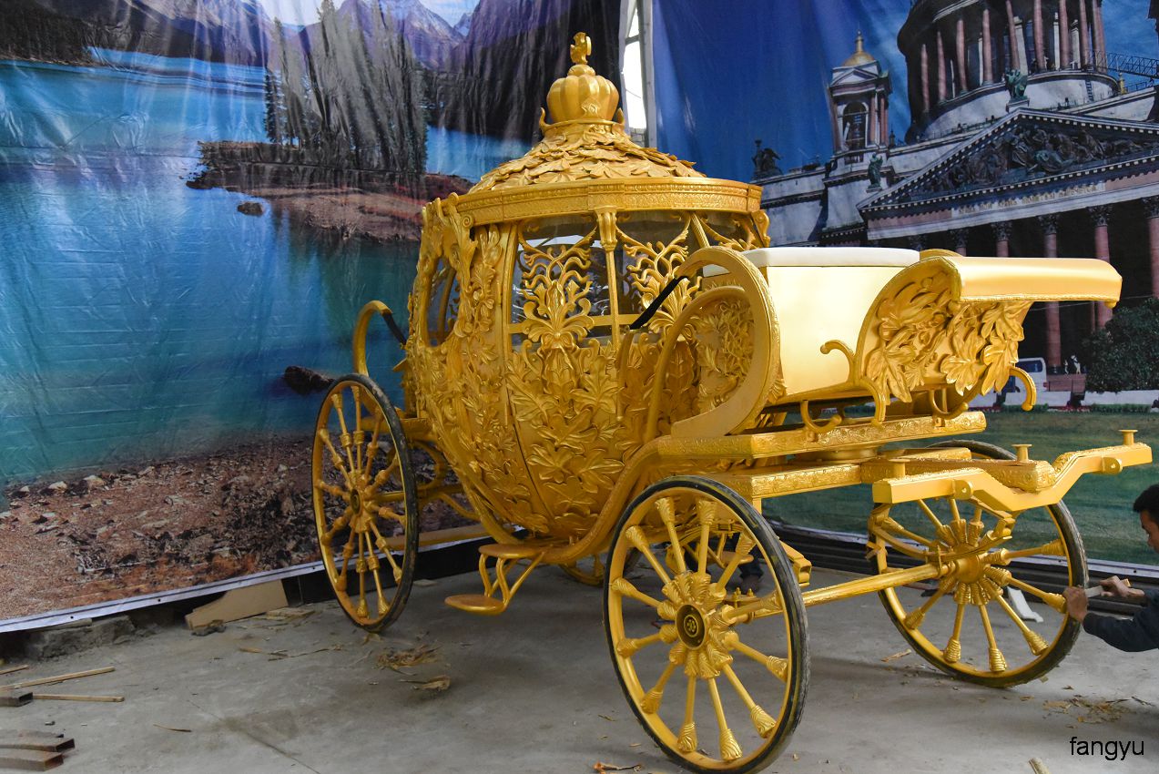Replica Cinderella pumpkin carriage, reminiscent of the fairytale charm