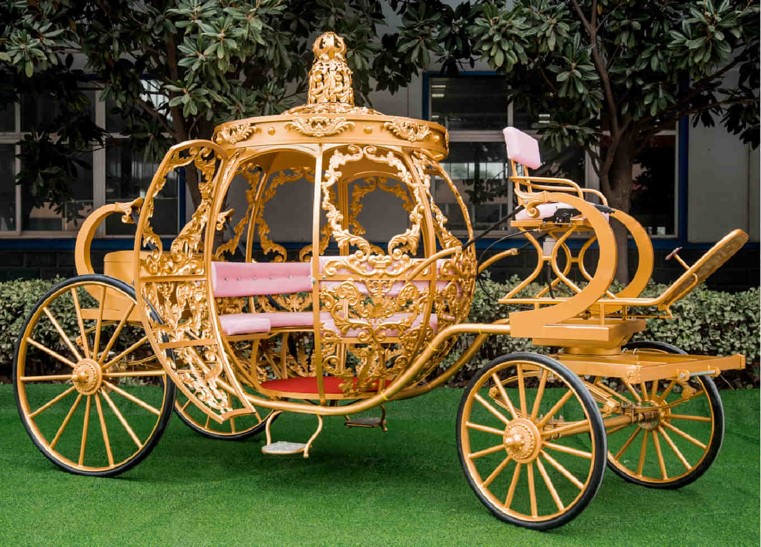 Replica Cinderella pumpkin carriage, reminiscent of the fairytale charm